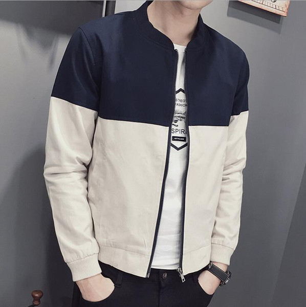 Men's Autumn And Winter Season New Splicing Color Jacket Men Slim Casual Jacket 2 Colors Size M-5XL