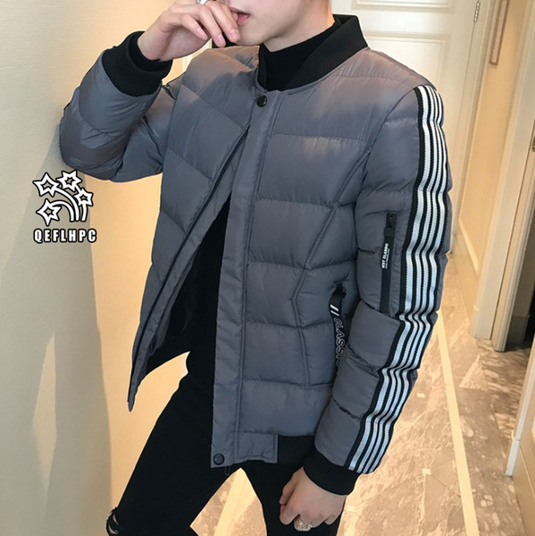 Autumn winter Fashion casual Youth men jacket Loose coat Jackets Men Outerwear &Coats Stand Collar Long Sleeve thick Adding cotton AH21