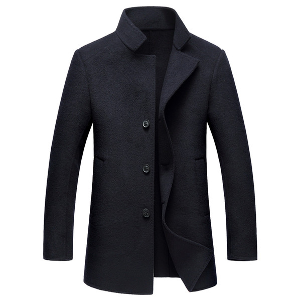 Shanghai Story 2017 new winter Stand Collar fashion single breasted men's Double Sided fleece coat long Classic trench coats