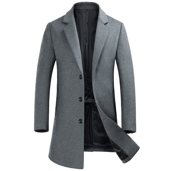 Shanghai Story Long Slim Winter Blend Woolen Jacket High Quality Single Breasted Men's Long Trench Coats