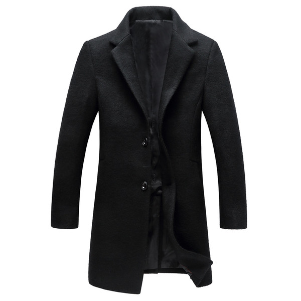 Shanghai Story Men's Casual Wool Coats Autumn Outerwear Jacket Long Woolen Coat Business 3 Color