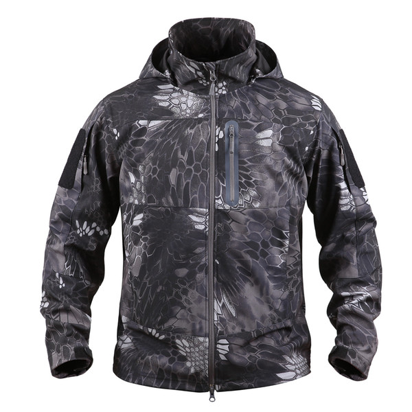 Shanghai Story Men's Tactical Jacket Waterproof Windproof Anti-Pilling Tactical Jacket Breathable Army Hooded Camouflage Jacket Coat