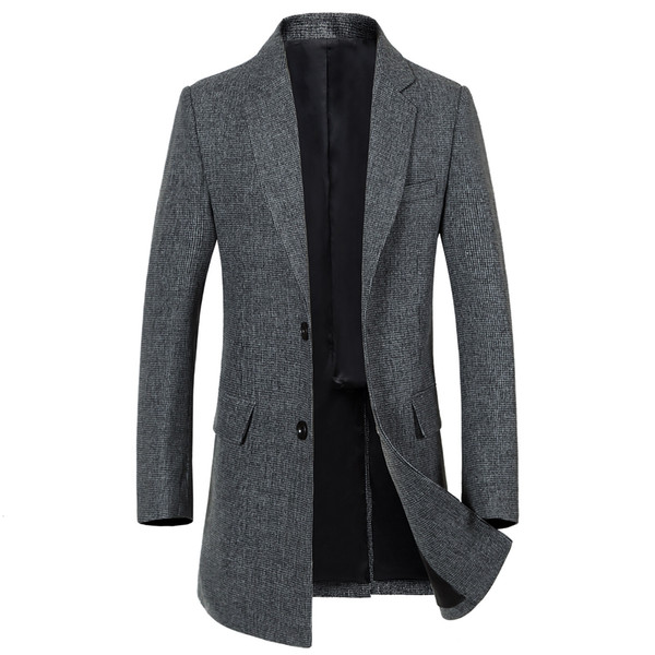 Shanghai Story Fashion Men's Casual Autumn Blazer Jacket Coat Designs Slim Fit Blazer M-XXXL Casual Grey Long Blazer for Men