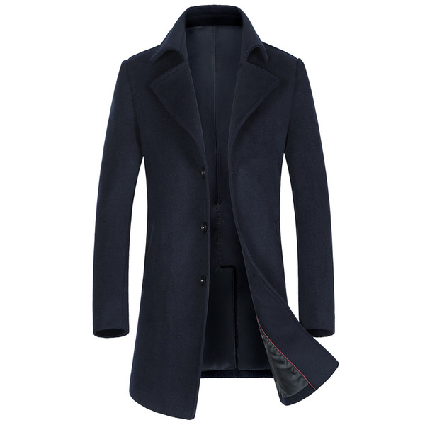 Shanghai Story new Men's Wool Coats Cashmere Jacket, Man Long fashion trench coat turn-down collar Woolen coat