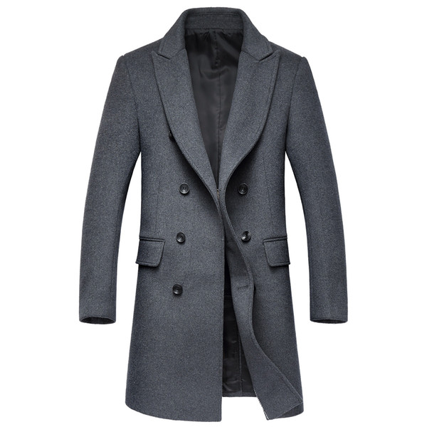 Shanghai Story Men's Wool Jacket Coat Double Breasted men's Woolen Overcoat Male Classic Coat