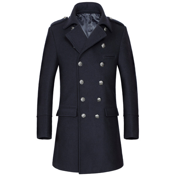 Shanghai Story Winter Classic Fashion Thickening High-Grade Double-Breasted Leisure Trend Men's Brand Men's Winter Wool Coat Men 2 color