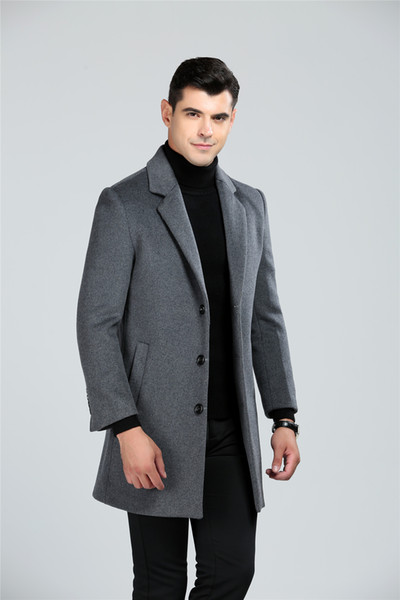 Shanghai Story Men Wool Trench Coat Blend Woolen Suit England Style Design Slim Wool Overcoat Mens Casual Jackets Coat