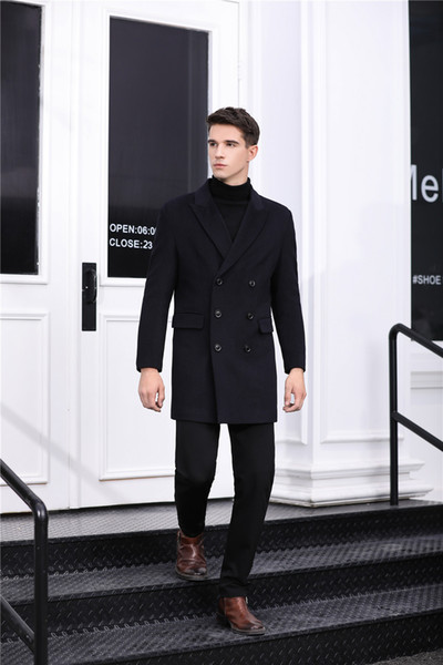 Shanghai Story Winter Brand Clothing Stylish Long Wool Trench Coat Men Silm fit Thicker Wool Overcoat Fashion Solid Peacoat For Men