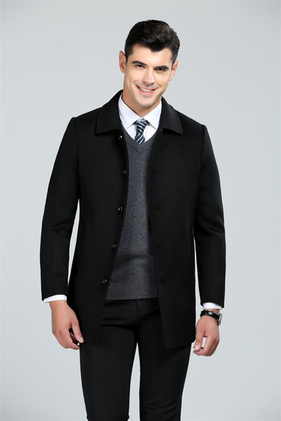 Shanghai Story Men's Wool Jacket Coat single Breasted men's Double Sided fleece Male Classic Coat