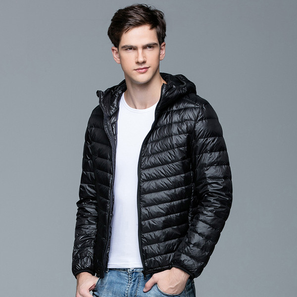 E-BAIHUI Outdoor Hooded Down Jacket Men Winter White Duck Down Jacket Sports Warm Short Paragraph Windproof Warm Comfortable Down 001