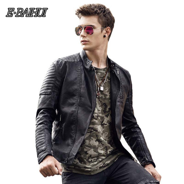 E-BAIHUI Men Fashion Varsity Baseball Leather Jacket For Man Patchwork Male Coat College Autumn Men's Jackets Outwear 1779