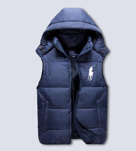 Free send Men's PoLo cotton wool collar hooded down vests sleeveless jackets plus size quilted vests Men PAUL vest vests outerwear,M-XXL