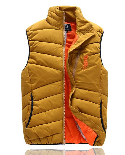 HOT Free send Men's PoLo cotton wool collar hooded down vests sleeveless jackets plus size quilted vests Men PAUL vest vests outerwear,M-XXL