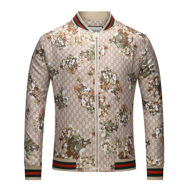 High End Men Designer Outfits Jackets Outwear Man Fashion Casual Zipper Coat Floral Print