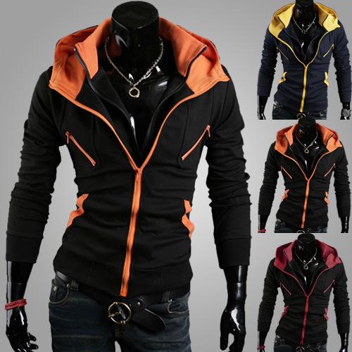 Men's Autumn and Winter Cotton Zipper Cardigans Slim Jackets Fashion Casual Slim Plus Sizes Patchwork Zipper Cardigans