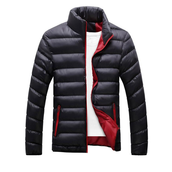 Wholesale- Newly Stylish Fashion Solid Round Neck Men Winter Warm Slim Fit Thick Bubble Coat Casual Jacket Parka Outerwear Male No223