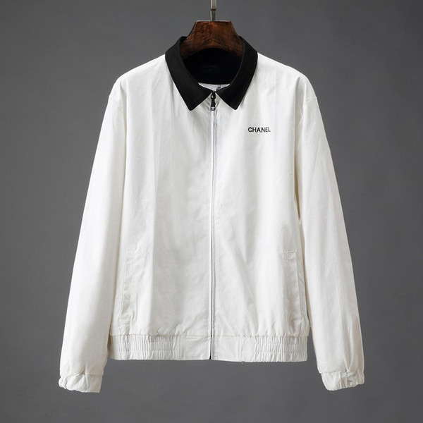 New Man Jackets Coats Trend Brand Zipper Male Clothing Outwears Long Sleeve Outfits White With Letter Embroidery Size M-3XL