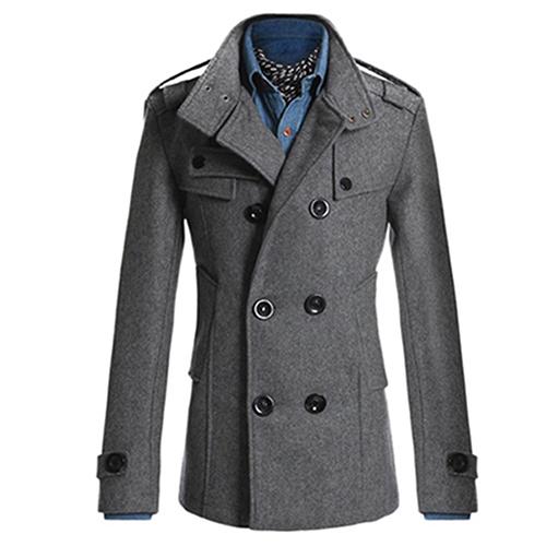 Fashion Men Double Breasted Winter Slim Warm Jacket Stylish Trench Coat Outwear