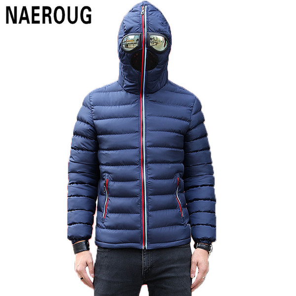 Wholesale- Men Winter Jackets Warm Parkas With Glasses Brand Coats Fashion Design Parka Hooded Male Windproof Thick Windbreaker Outwear