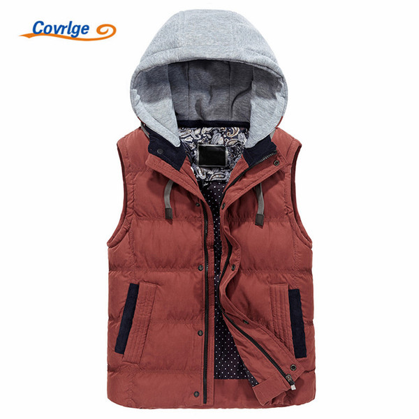 Covrlge Autumn Vest Men Fashion Stand Collar Men's Sleeveless Jackets Casual Slim Fit Pad Coats Man Winter Waistcoats MWB009