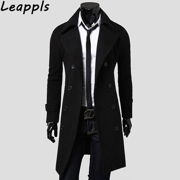 Leappls 3XL Mens Trench Coat 2018 New Fashion Designer Men Long Coat Autumn Winter Double-breasted Windproof Slim Trench