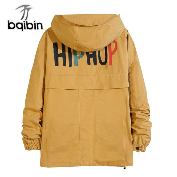 DropShipping 4XL 5XL 2019 Spring Autumn Fashion Hooded Black Pullover Jacket Men Hip Hop Letter Loose Couple Jackets Coats