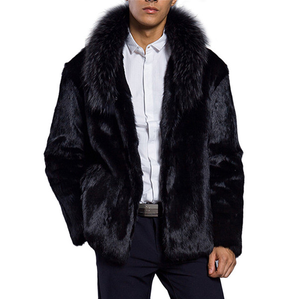 Luxury Rabbit Fur Mens Fluffy Jackets 2017 Autumn Winter Warm Fleece Male Faux Fur Long Coats Plus Size 3XL Chaquetones Hombre