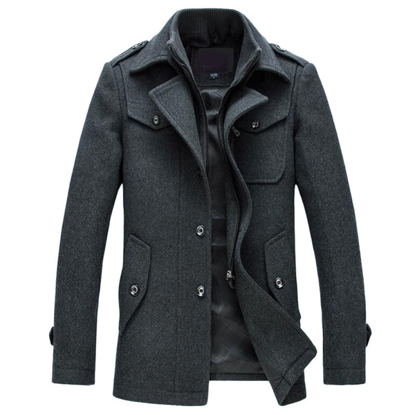 Mens Overcoat Winter Wool Coat Slim Fit Jackets Fashion Outerwear Warm Man Casual Jacket Overcoat Pea Coat Plus Size M-4XL