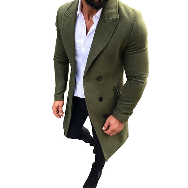 Mens Trench Coat 2018 New Fashion Designer Men Long Coat Autumn Winter Double-breasted Windproof Slim Trench Men Plus Size