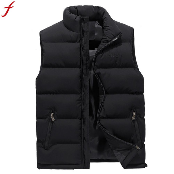 Feitong Mens warm vest 2019 Autumn Winter Casual Pocket Pure Color Waistcoat Vest Jacket Top Coat chaleco plumas hombre