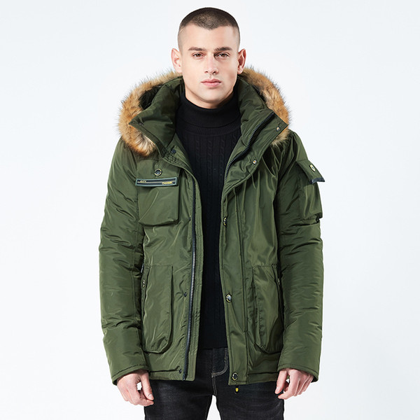 Men Winter Jacket Brand Detachable Fur Collar Male Coats Warm Casual Long Parka Coat Mens Thick Outwear Clothing BF8827