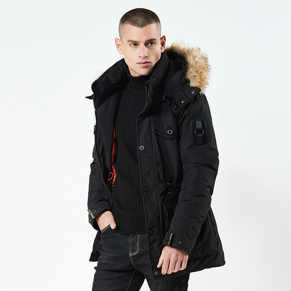 Brand Winter Jacket Men Designer Detachable Fur Collar Casual Long Men's Thick Parka Coat Men Warm Parkas Clothing BF8824