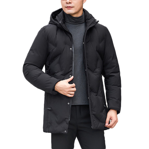 Men Jacket Mens Men's Autumn Winter Jackets Male Pure color Pocket Open a hat Zipper Hooded Jacket Top Coat Casual Mens Male