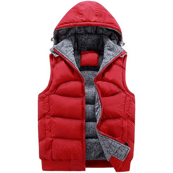 2019 Fashion Sleeveless Jacket Men Thickening Cotton Vest Hat Hooded Warm Vest Winter Waistcoat Men Casual Windbreaker Coats