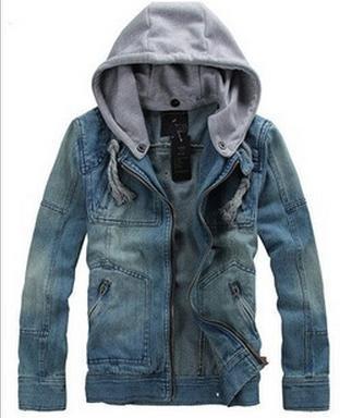 Wholesale-Free Shipping 2015 Big Size tops cotton Sport Men's Hoodie Jeans Jacket outerwear hooded Winter coat denim jacket coat # 5853