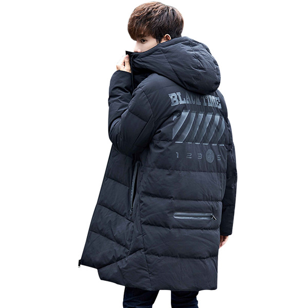 winter high quality gray duck down coat men's new parka the slim hooded thicker handsome long tide male jacket XD446