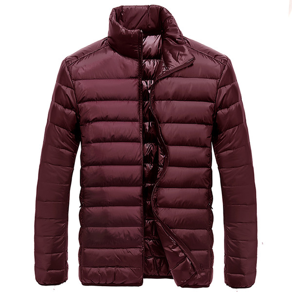 Winter Jacket Men New Thin Coats 90% Duck Down Ultra-light Slim Stand-Collar Cotton-Padded Solid Parkas XD458