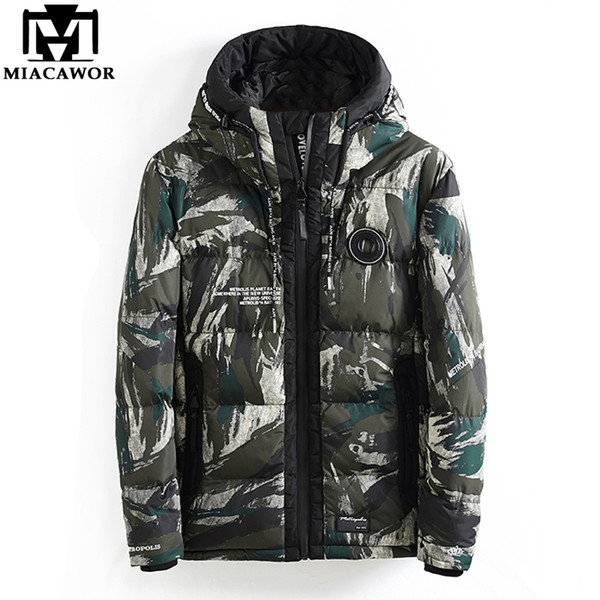 New 2018 Winter Jacket Coats Camouflage Print Casual Men Parka Thick Hooded Down Jacket Warm Overcoat J474