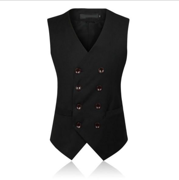 Men Slim Fit Classic Vest Waistcoat Mens Double Breasted Blazer Suit Vest Casual Men's Formal Black Gray Sleeveless Jacket