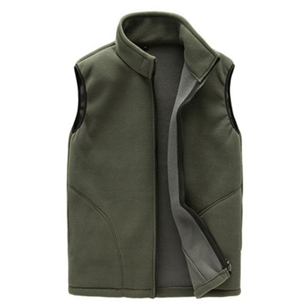 Autumn men fleece vest high quality Solid color warm sleeveless jacket winter Casual mens zipper Waistcoat Thermal Outwear Top