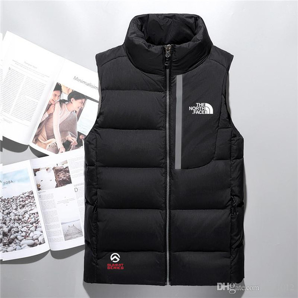 Hot 2018 men down jacket North vest Male Sports Jackets Bomber Collar Zippers Outdoor face Coats