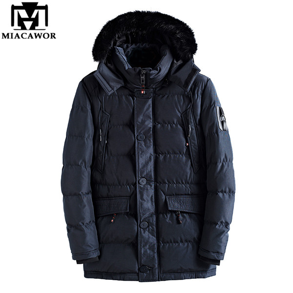 Thick Warm Winter Jacket Men High Quality Parka Hooded Fur Collar Windproof Outerwear Winter Coat Men Clothes J478