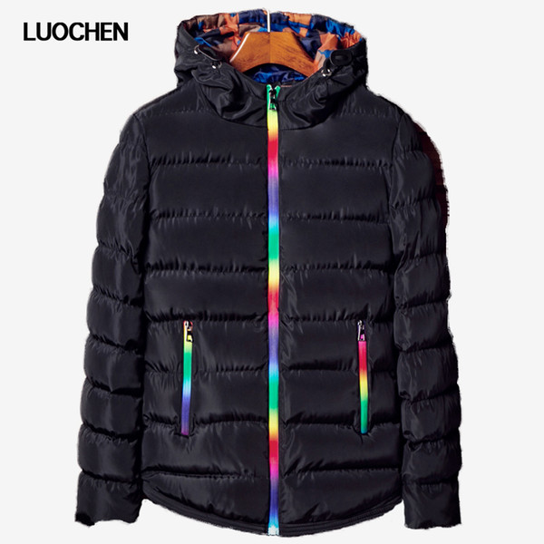 Men's cotton winter warm short jacket with a rainbow zipper fashion men's jacket winter coat QC-A321-1579