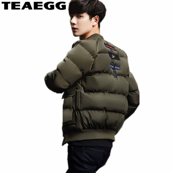 TEAEGG Army Green Thick Winter Male Jacket Clothes Baseball Bomber Jackets Mens Winter Coat Chaqueta Invierno Hombre 5XL AL118