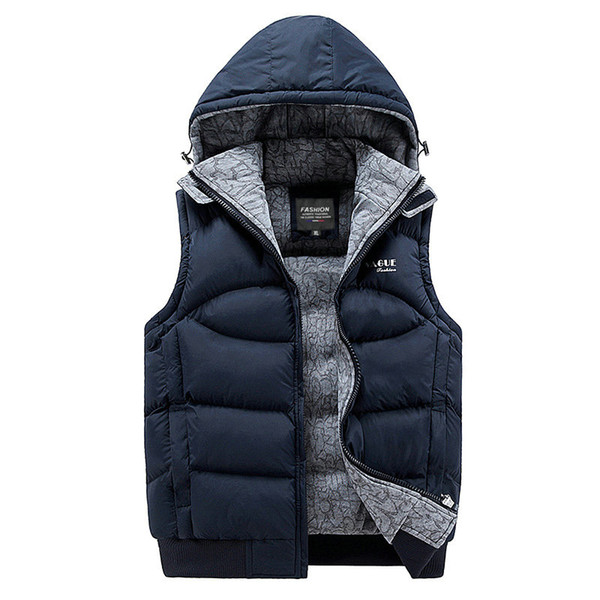 2019 New Mens Jacket Sleeveless Veste Homme Casual Coats Hooded Cotton-Padded Vest Men Thickening Waistcoat ABZ216