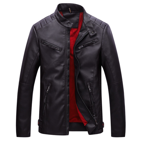 New Autumn Leather Jacket Men Thick Warm Leather Jackets Mens PU Motorcycle Jackets For Male Black Coat