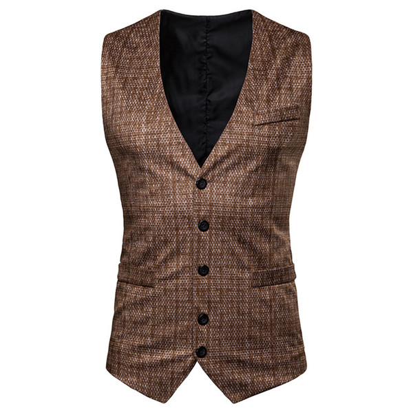 2019 New Business Vest Waistcoat Men High Quality Formal Wedding Casual Vest Men Suit English Style Sleeveless Chaleco