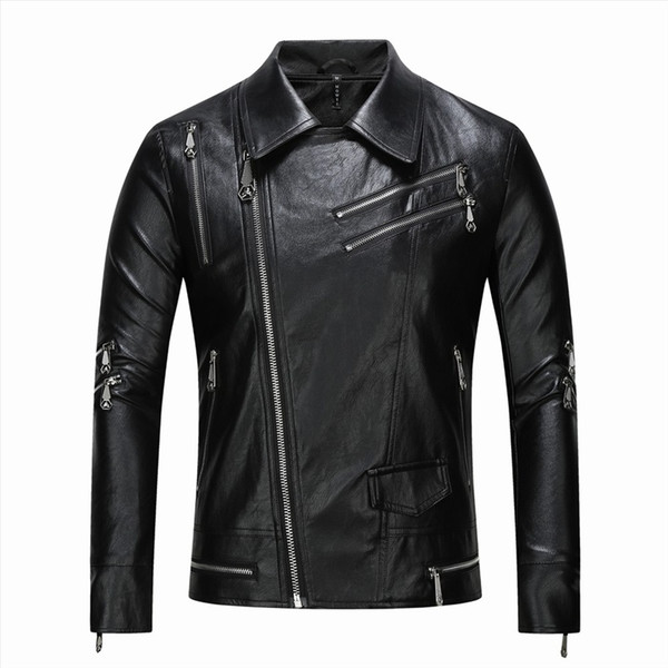 Multiple zipper Men Leather Suede Jacket Faux Leather High Quality PU Casual Biker Jacket Male Outerwear Coats Big size M-3XL