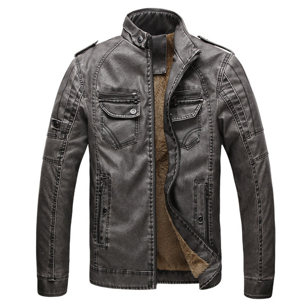 Winter men's warm faux Leather Jackets Men casual Motorcycle PU leather jacket male Plus Masculino Bomber coats