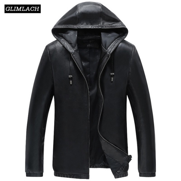 Korean Genuine Leather Jackets Men Hooded Black Luxury Sheepskin Real Leather Coats New Autumn Winter Casual Hat Outerwear Male